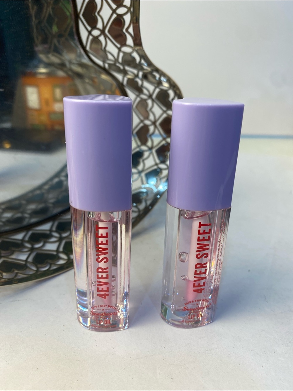 “Sweethearts” BBW Heart Shaped Mirror Body Care Trays-2  & Lip Oils Bundle - Picture 12 of 12